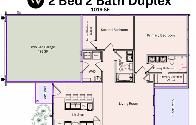 2 beds, 2 baths, 1,019 sqft, $1,495.83, Unit 2510