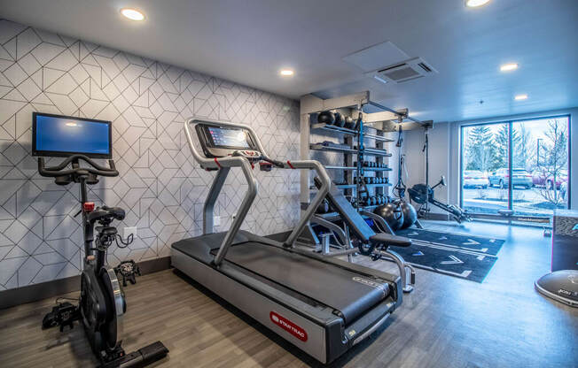 Cardio Machines In Gym at Latitude at South Portland Apartment, Maine, 04106