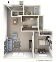 1 bed, 1 bath, 630 sqft, $1,107