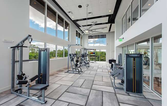 Fitness center with cardio and weight machines