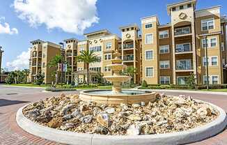 The Gate Apartments Entrance with Water Feature