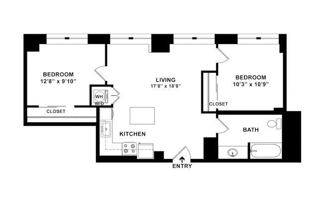 2 beds, 1 bath, 846 sqft, $2,995, Unit C-0105