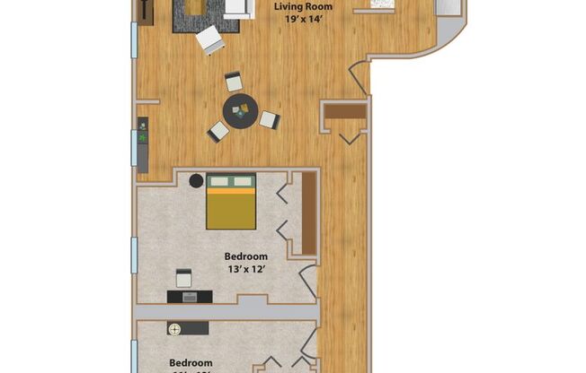 2 beds, 1 bath, 1,011 sqft, $1,427, Unit 403