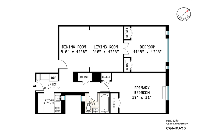 2 beds, 1 bath, $5,250, Unit 5A