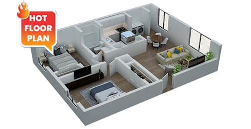 2 beds, 1 bath, 821 sqft, $1,322