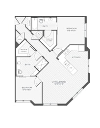 2 beds, 2 baths, 1,087 sqft, $2,643