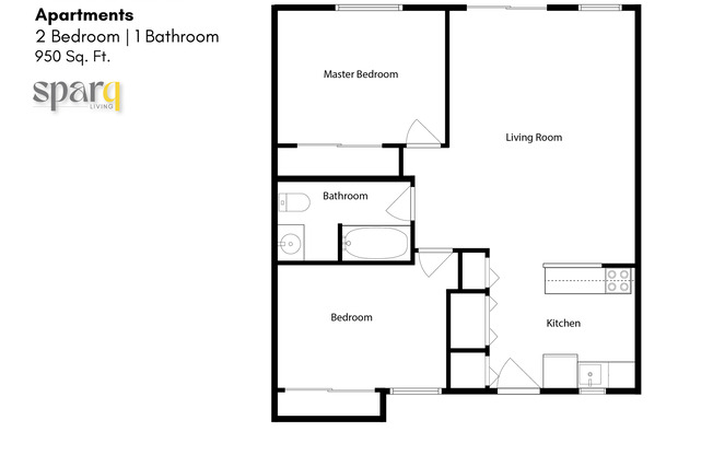 2 beds, 1 bath, 950 sqft, $2,130, Unit 348