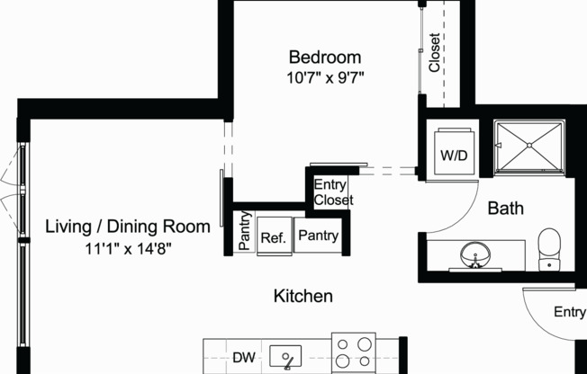 1 bed, 1 bath, 618 sqft, $1,999, Unit 617