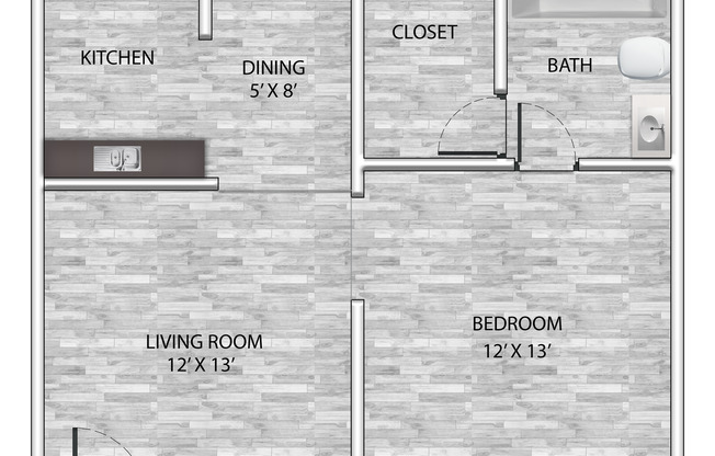 1 bed, 1 bath, 527 sqft, $645, Unit 029