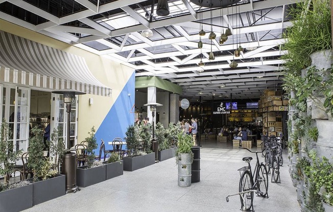 a large room with a bunch of bikes in it