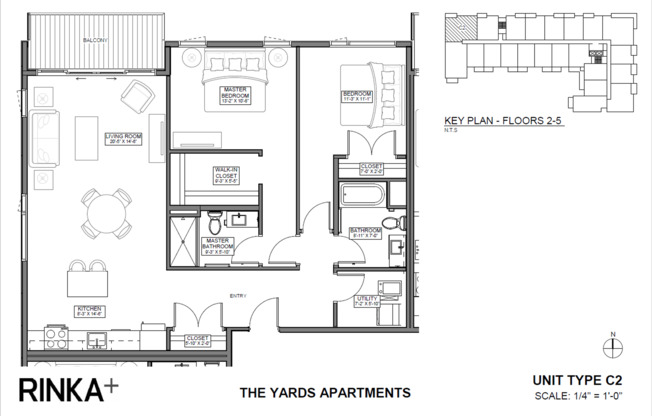 2 beds, 2 baths, 1,238 sqft, $2,705, Unit 402