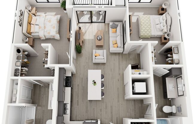 2 beds, 2 baths, 1,100 sqft, $2,324, Unit 252