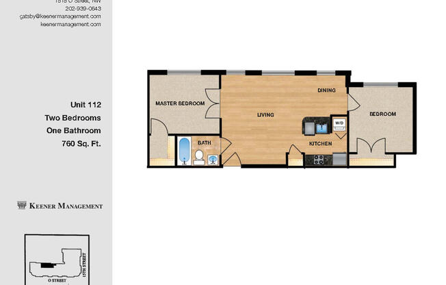 2 beds, 1 bath, 760 sqft, $3,400, Unit 112