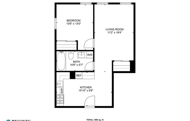 1 bed, 1 bath, 580 sqft, $1,795, Unit 218