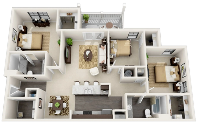 3 beds, 2 baths, 1,296 sqft, $1,722