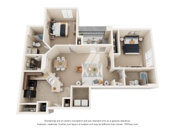 2 beds, 2 baths, 1,143 sqft, $1,925