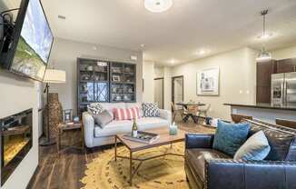 Interiors-1 bedroom apartment living room at The Villas at Falling Waters in Omaha