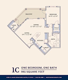 1 bed, 1 bath, 941 sqft, $1,730