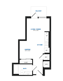 Studio, 1 bath, 452 sqft, $1,611