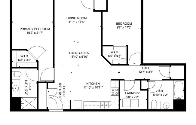 2 beds, 2 baths, 1,027 sqft, $1,549.99, Unit 533-204
