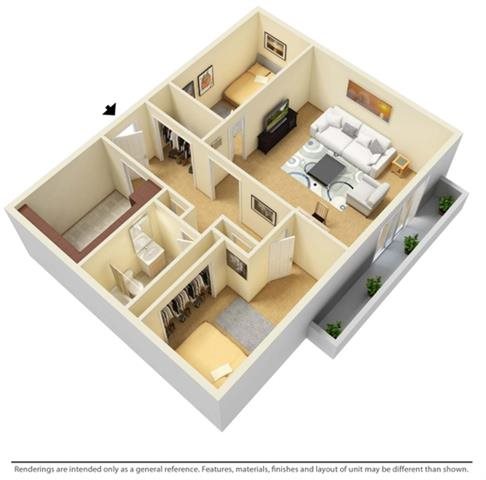 2 beds, 1 bath, 1,104 sqft, $900