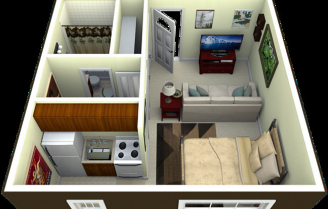 Studio, 1 bath, 365 sqft, $1,030