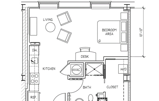 Studio, 1 bath, 450 sqft, $1,195