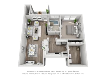 1 bed, 1 bath, 711 sqft, $965