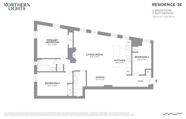 3 beds, 2 baths, 1,190 sqft, $3,850, Unit 2E