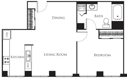 1 bed, 1 bath, 706 sqft, $2,297