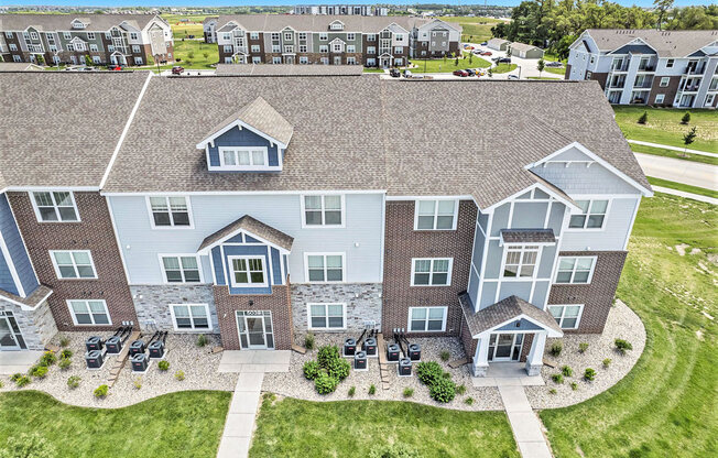 an aerial view of buildings at Trade Winds Apartment Homes in Elkhorn, NE 68022