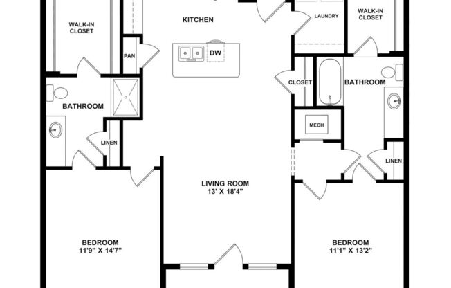 2 beds, 2 baths, 1,257 sqft, $1,950