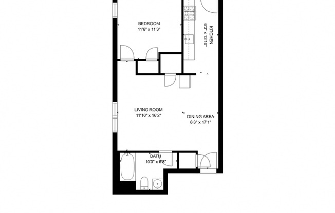 1 bed, 1 bath, 486 sqft, $1,157