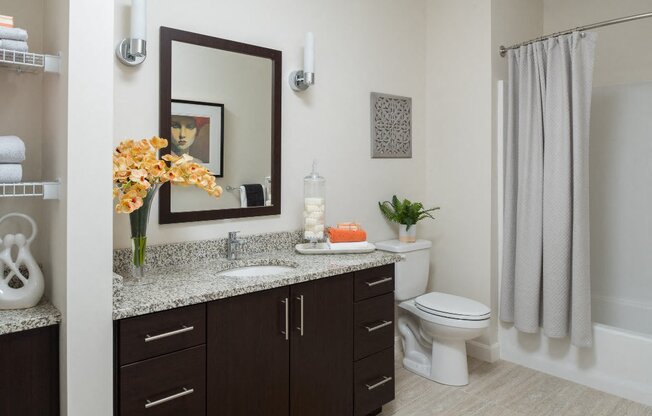 Bathroom with Faux Granite Counter tops at East Main, Norton, Massachusetts