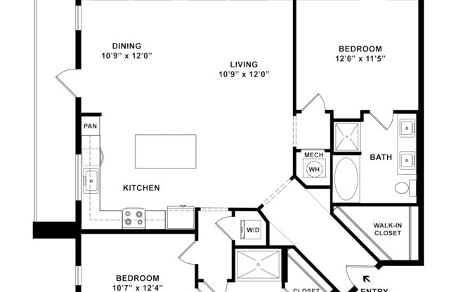 2 beds, 2 baths, 1,240 sqft, $2,540