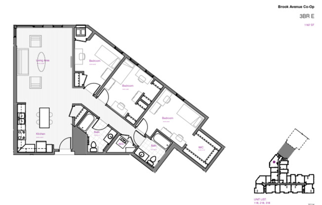 3 beds, 2 baths, 1,167 sqft, $2,452, Unit 418