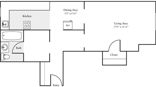 Studio, 1 bath, 520 sqft, $2,675, Unit 401
