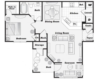 1 bed, 1 bath, 943 sqft, $1,447