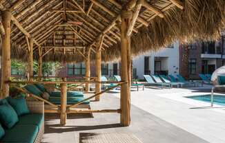 poolside cabana lounging at Tinsley on the Park apartments