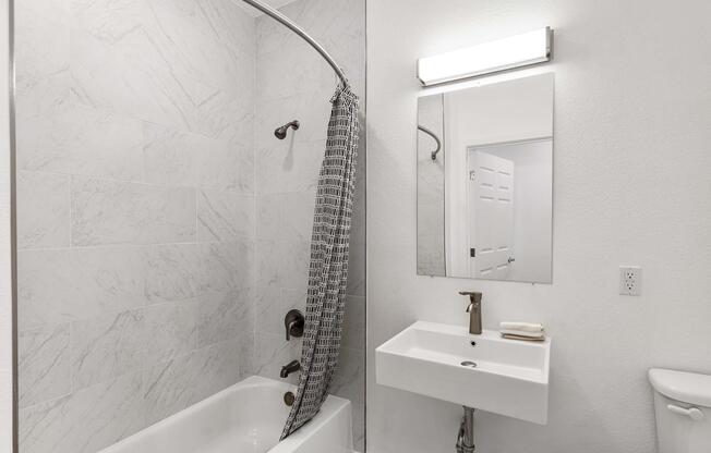 a sink and a mirror