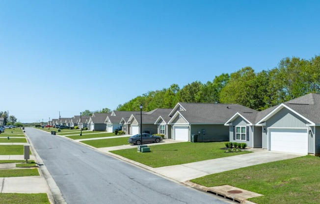 a row of houses on the side of a street