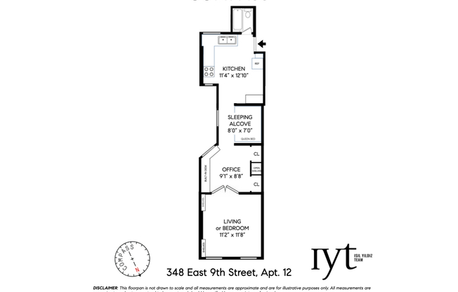 1 bed, 1 bath, $3,200, Unit 12