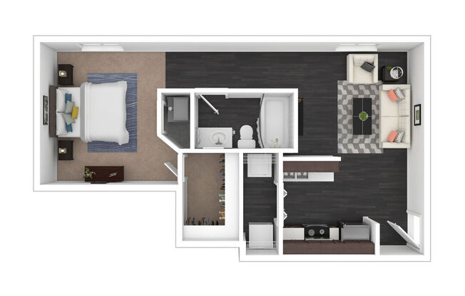 Studio, 1 bath, 604 sqft, $1,393