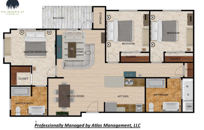 3 beds, 2 baths, 1,233 sqft, $2,114, Unit 127