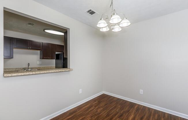 a room with a large mirror