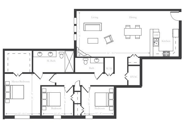3 beds, 2 baths, 1,558 sqft, $6,000, Unit 21