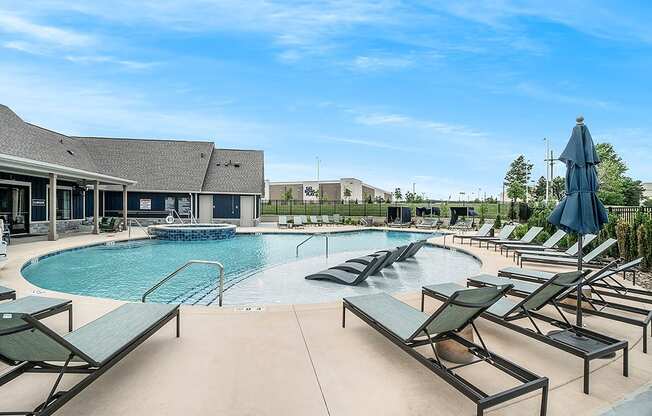 Zero-Entry Pool With Sun Lounge Chairs