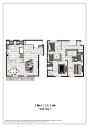 3 beds, 2.5 baths, $3,199