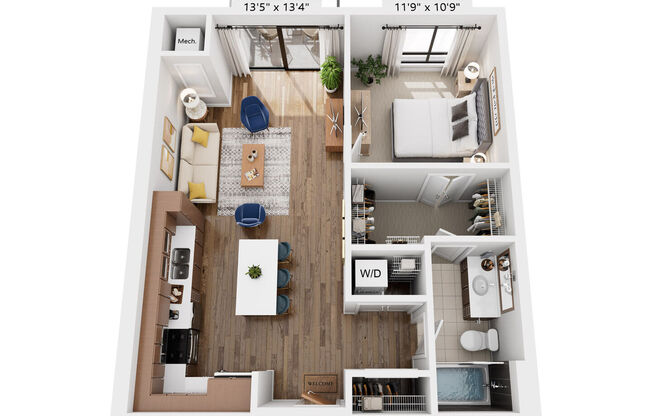 1 bed, 1 bath, 752 sqft, $1,520
