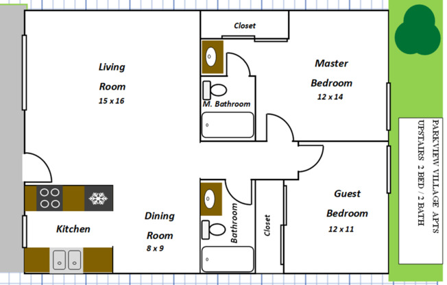 2 beds, 2 baths, 840 sqft, $2,595, Unit 08-18